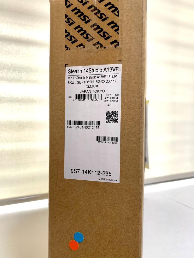 MSI Stealth 14 Studio A13VE Core i7-13620H / 16GB / SSD 512GB / RTX 4050 / 14インチ