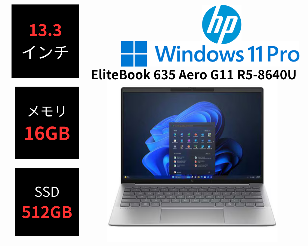 HP EliteBook 635 Aero G11 13.3型 UWVA R5-8640U 16GB 512GB SSD Win11Pro 超軽量モバイル 新品未開封
